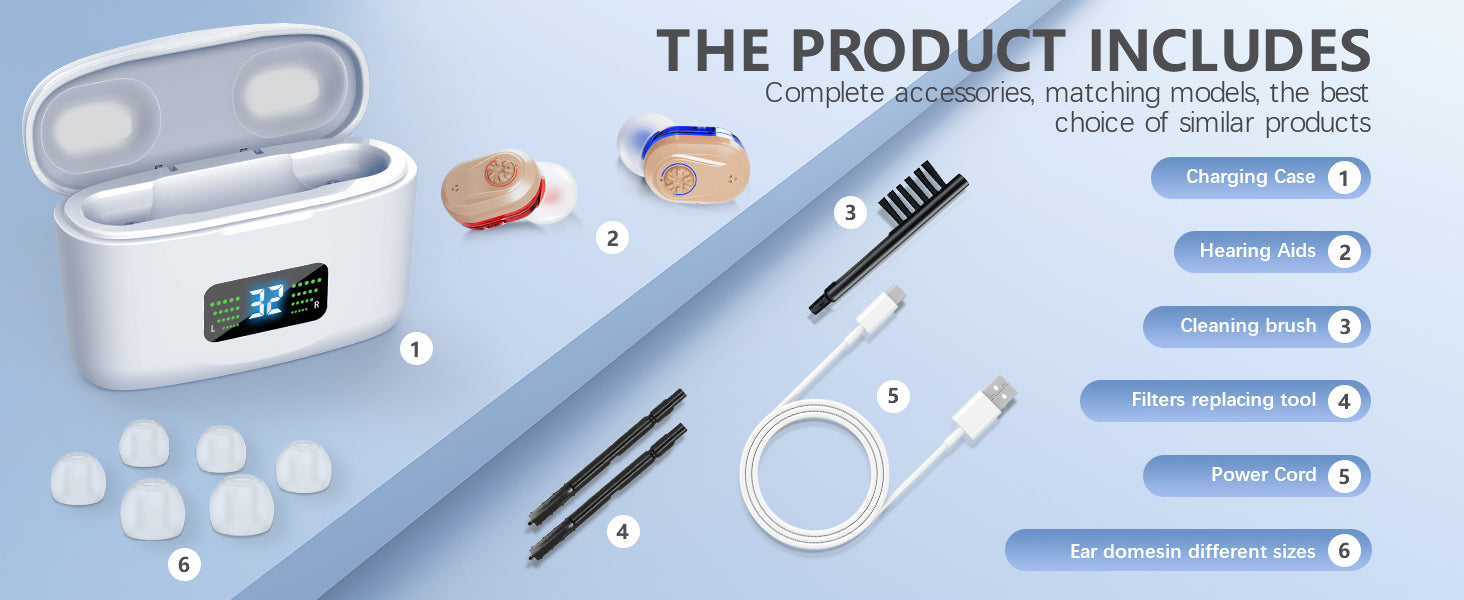 Wireless Mini Hearing Aid with Charging Case