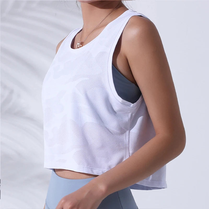 Women’s Camo Mesh Fitness Crop Tank Top