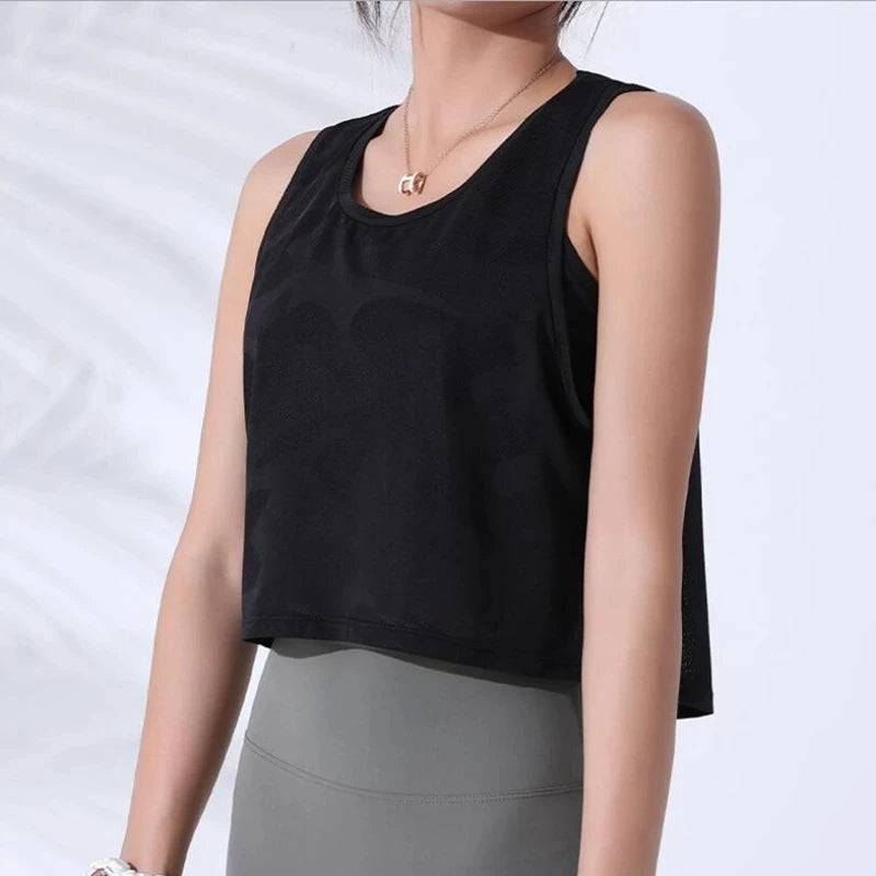 Women’s Camo Mesh Fitness Crop Tank Top