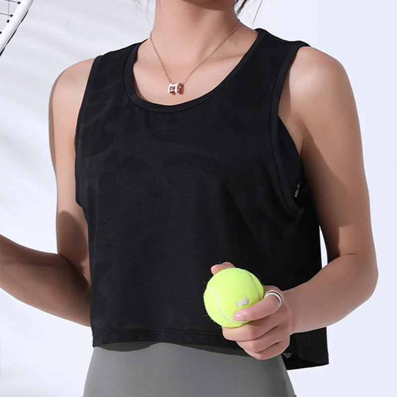 Women’s Camo Mesh Fitness Crop Tank Top