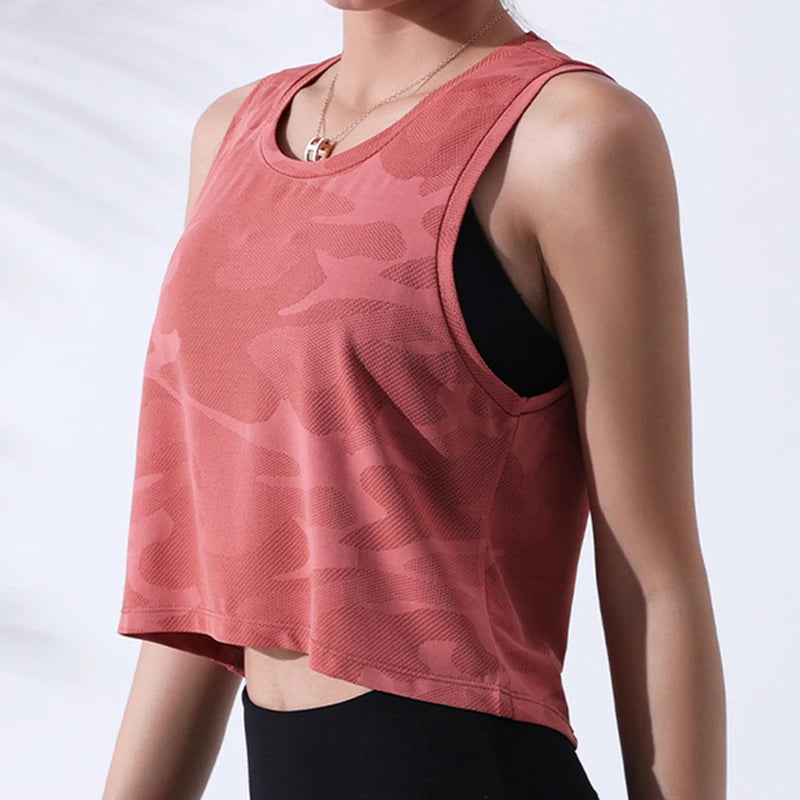 Women’s Camo Mesh Fitness Crop Tank Top