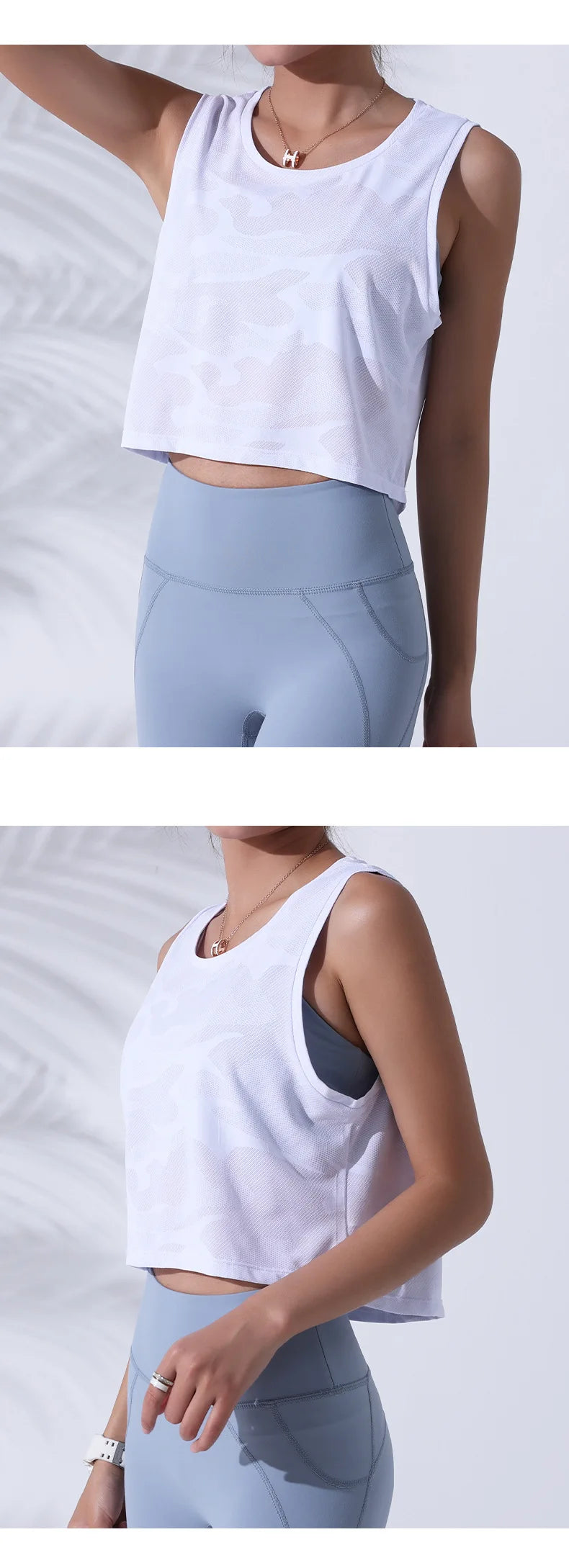 Women’s Camo Mesh Fitness Crop Tank Top