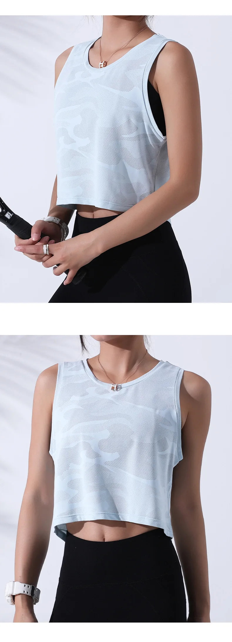 Women’s Camo Mesh Fitness Crop Tank Top