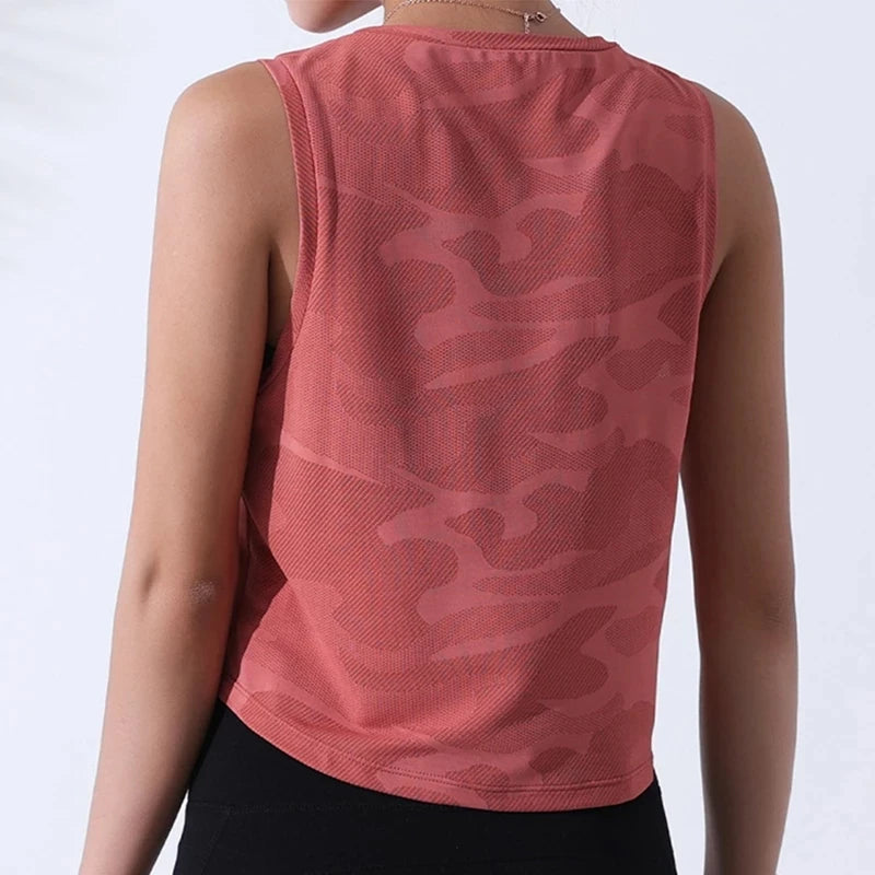 Women’s Camo Mesh Fitness Crop Tank Top
