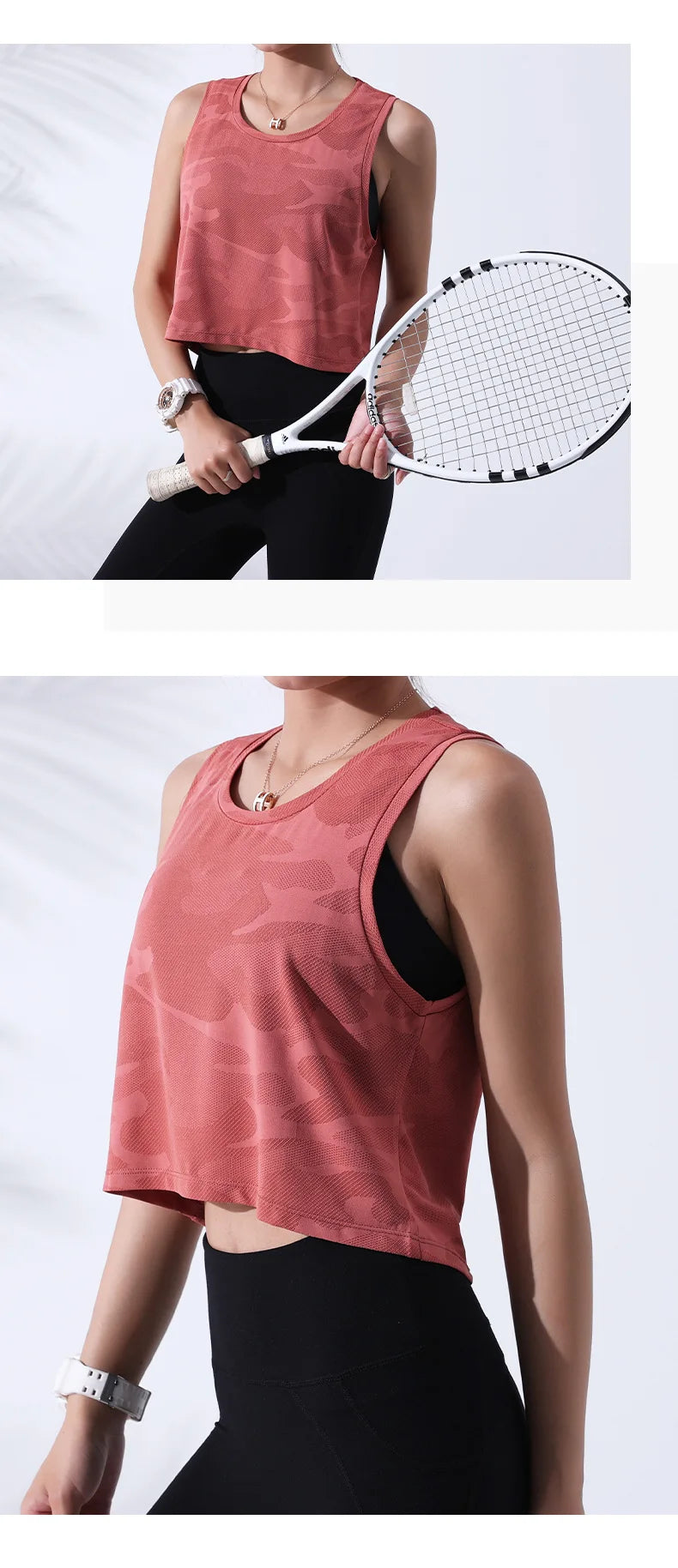 Women’s Camo Mesh Fitness Crop Tank Top