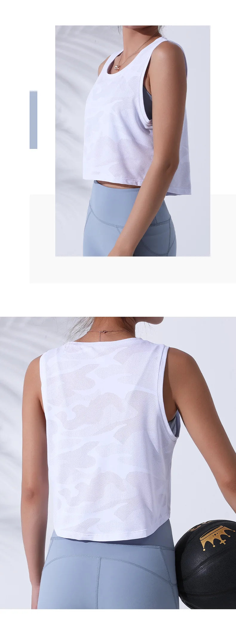 Women’s Camo Mesh Fitness Crop Tank Top