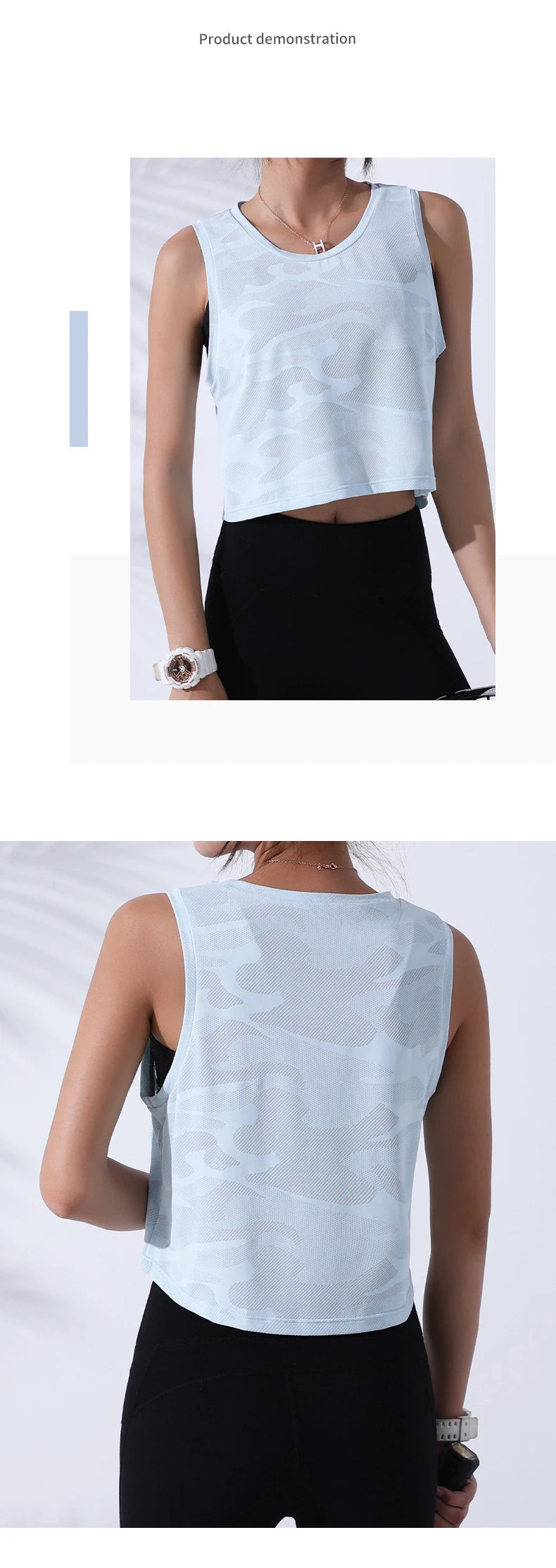 Women’s Camo Mesh Fitness Crop Tank Top