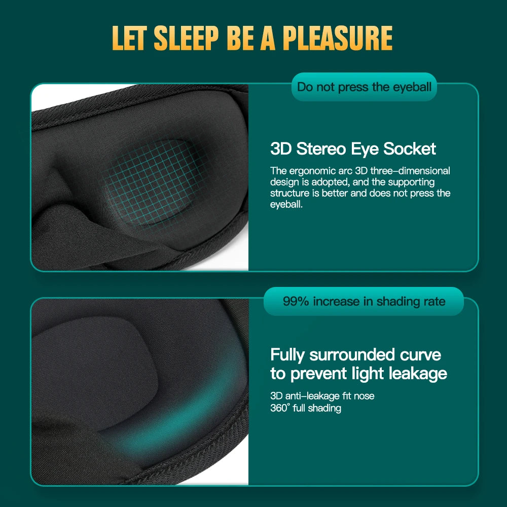 3D Contoured Sleeping Mask – Soft Breathable Eye Mask for Travel & Night Sleep