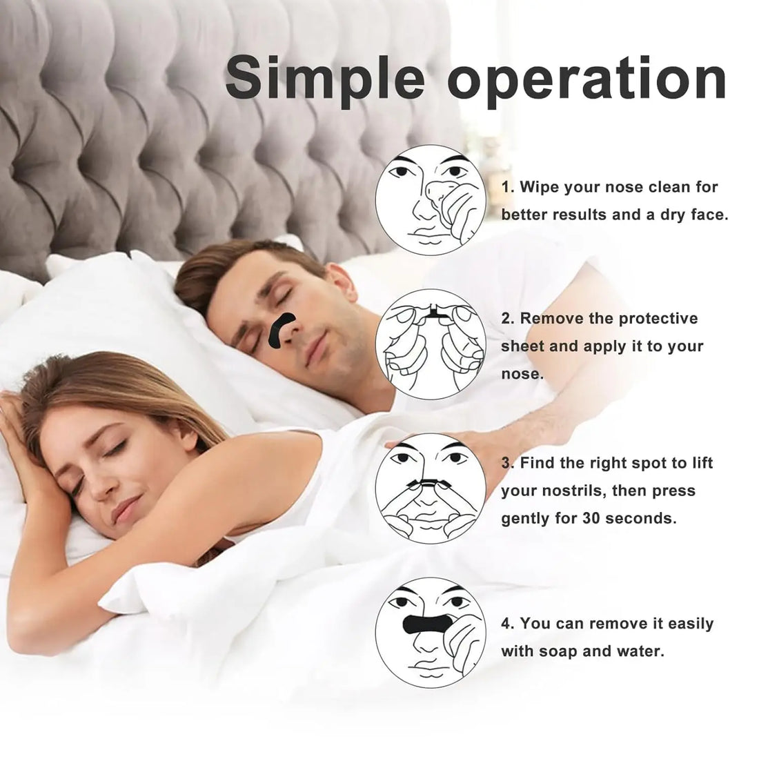 Anti Snoring Nose Strips – Breathable Nasal Patch for Better Sleep & Breathing Correction
