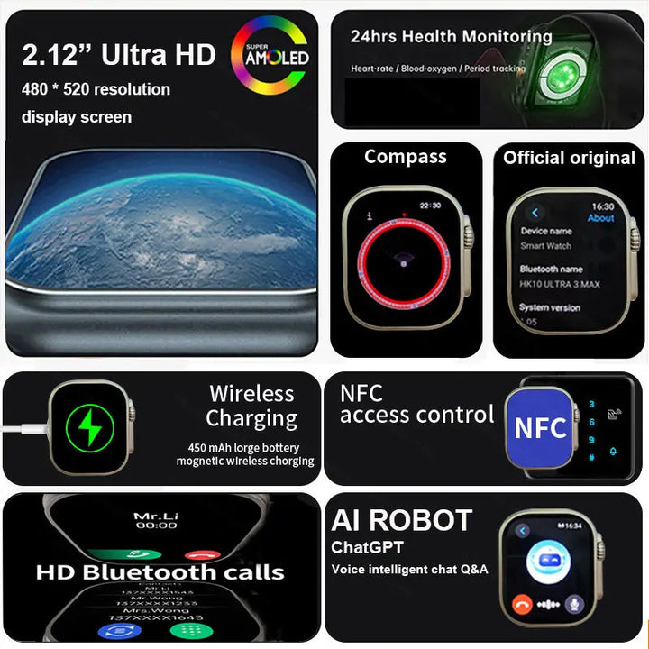 HK10 Ultra 3 Max Smartwatch 2025 – 49mm AMOLED