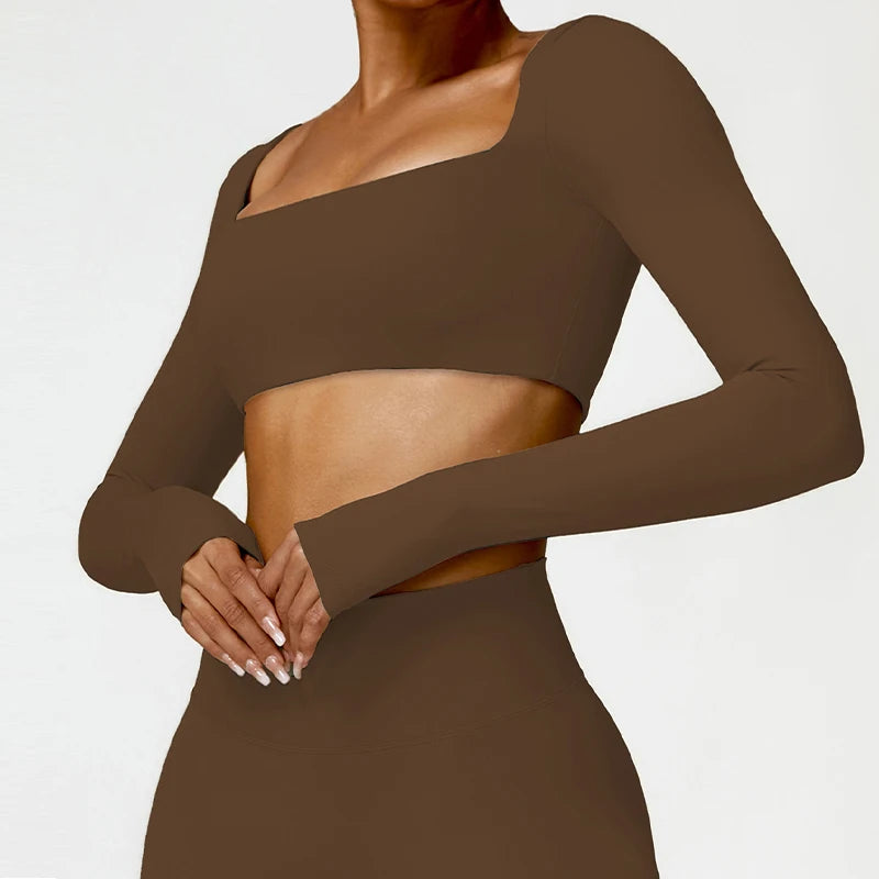Women’s Quick-Dry Long Sleeve Sports Crop Top
