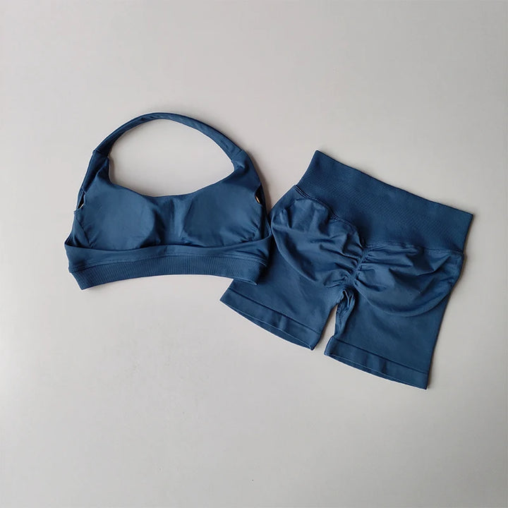Women’s Halter Neck Yoga Bra & Shorts Set