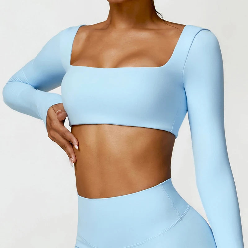 Women’s Quick-Dry Long Sleeve Sports Crop Top