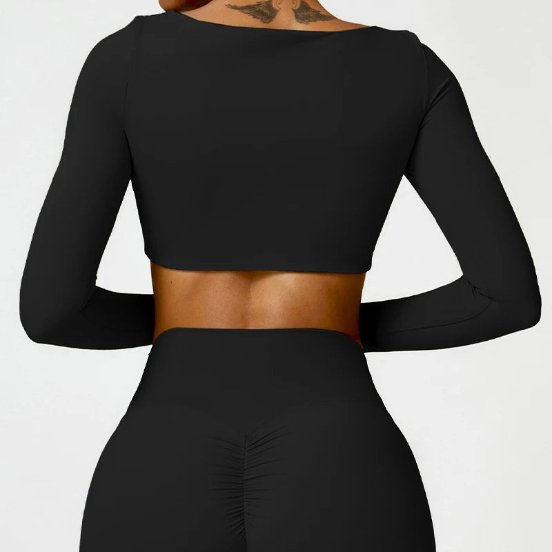 Women’s Quick-Dry Long Sleeve Sports Crop Top