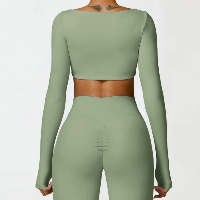 Women’s Quick-Dry Long Sleeve Sports Crop Top