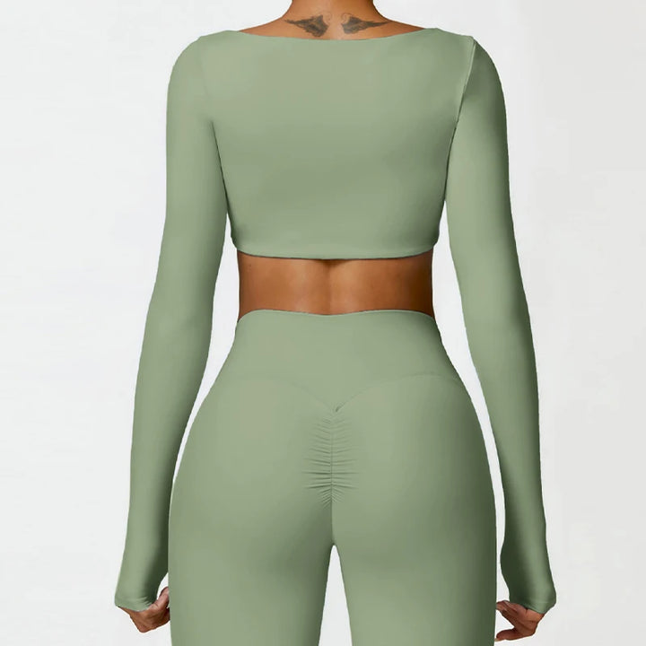 Women’s Quick-Dry Long Sleeve Sports Crop Top