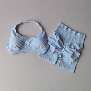 Women’s Halter Neck Yoga Bra & Shorts Set