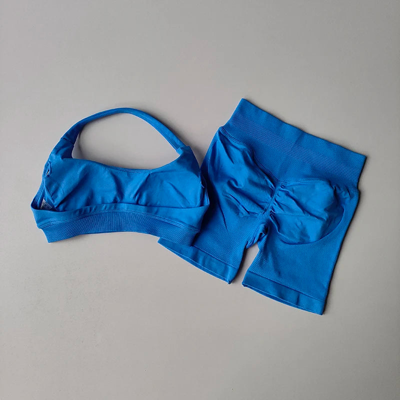 Women’s Halter Neck Yoga Bra & Shorts Set