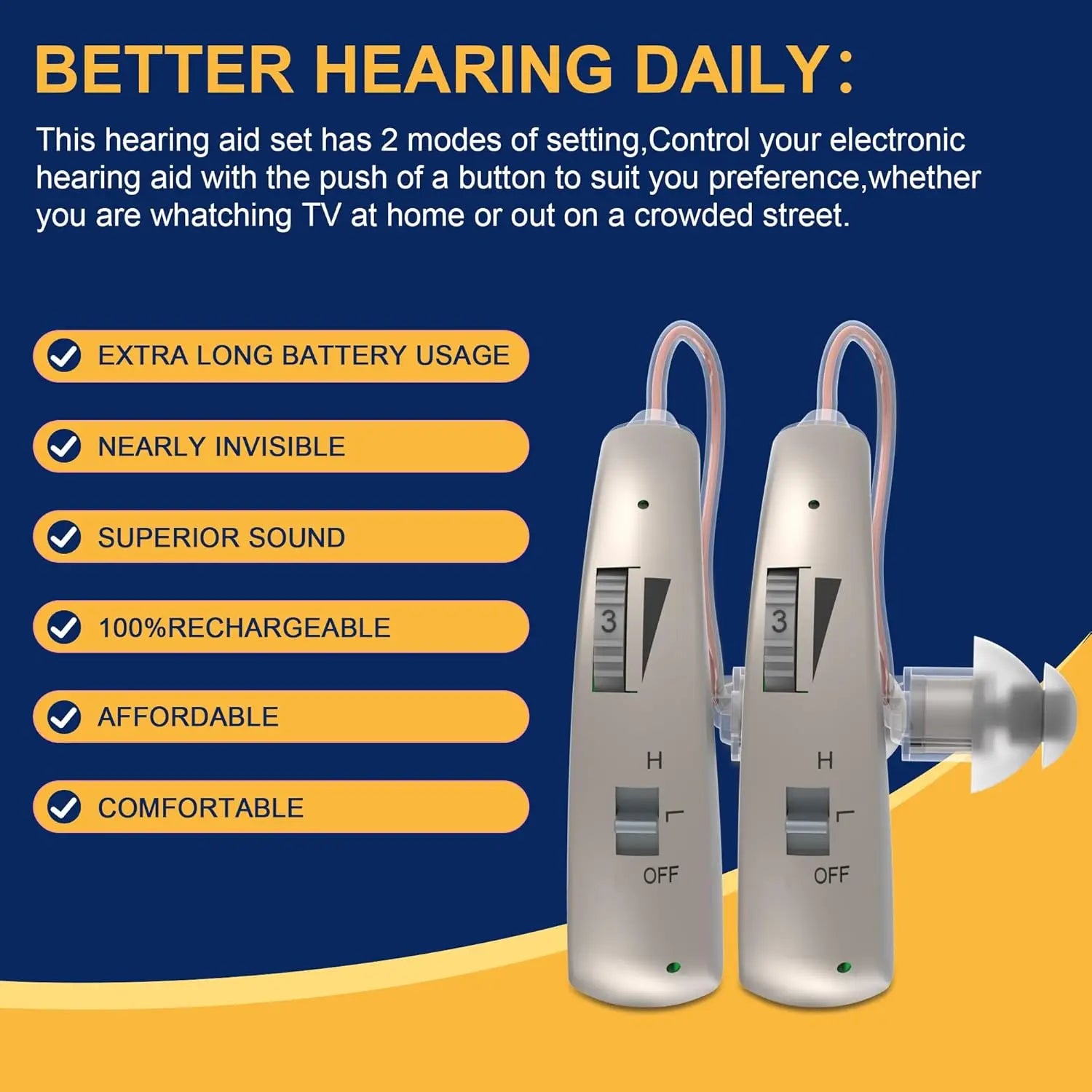 Wireless Rechargeable Hearing Aids for Seniors