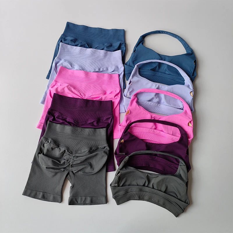 Women’s Halter Neck Yoga Bra & Shorts Set