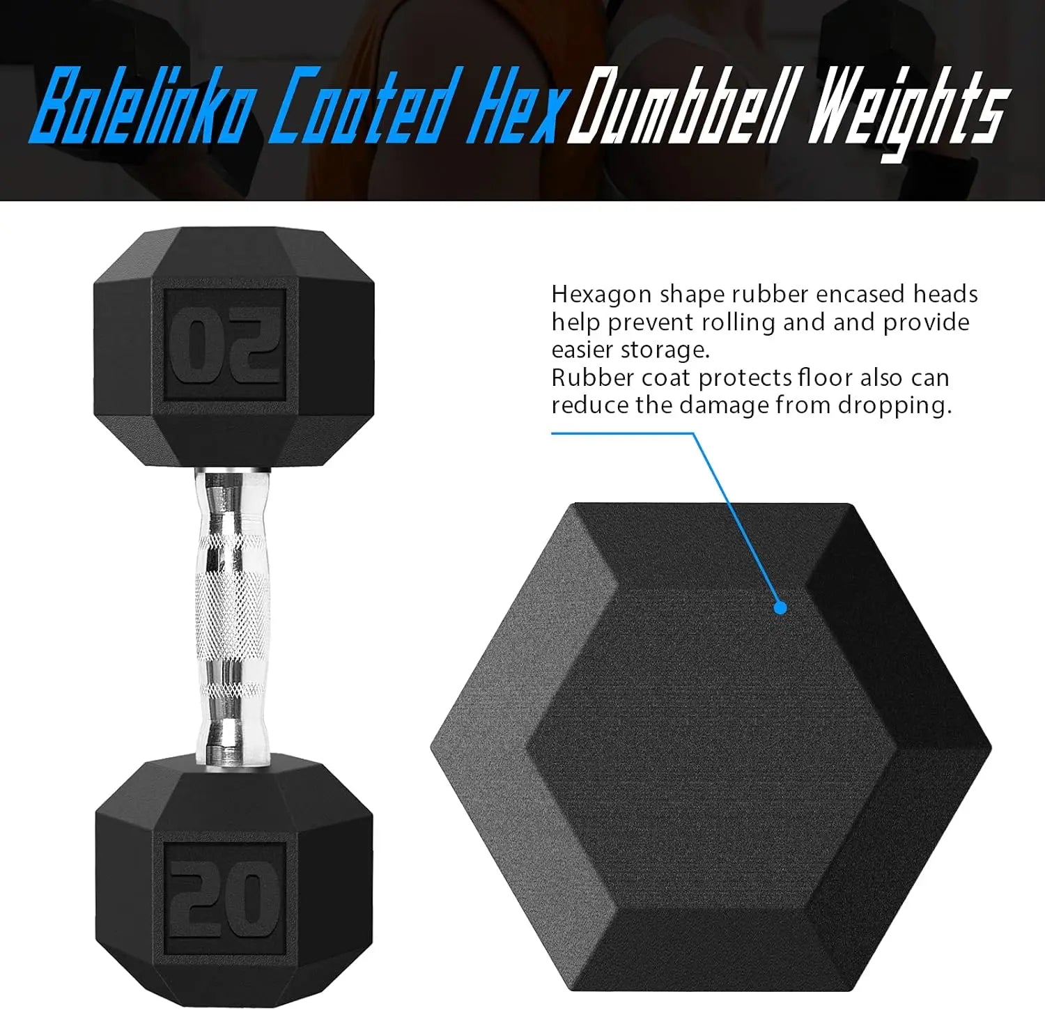 Rubber Grip Cast Iron Dumbbell