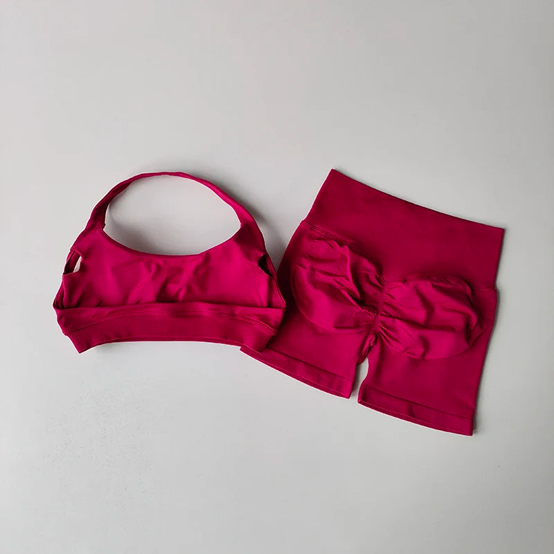 Women’s Halter Neck Yoga Bra & Shorts Set