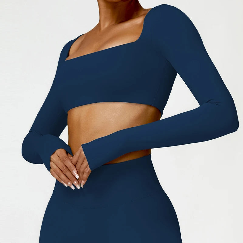Women’s Quick-Dry Long Sleeve Sports Crop Top