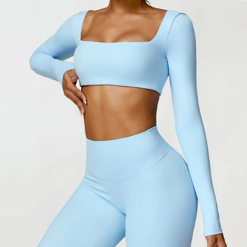 Women’s Quick-Dry Long Sleeve Sports Crop Top