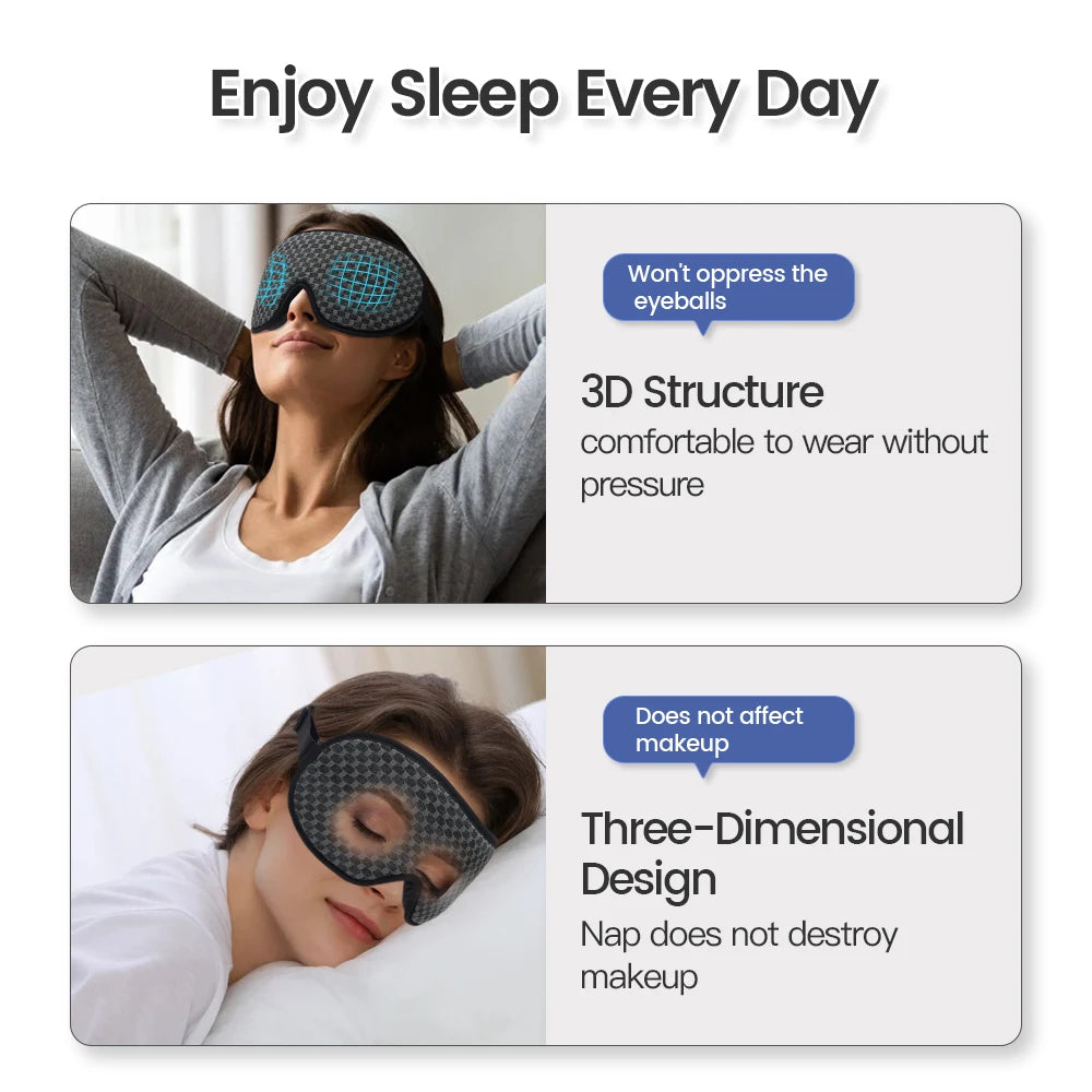 3D Contoured Sleeping Mask – Soft Breathable Eye Mask for Travel & Night Sleep