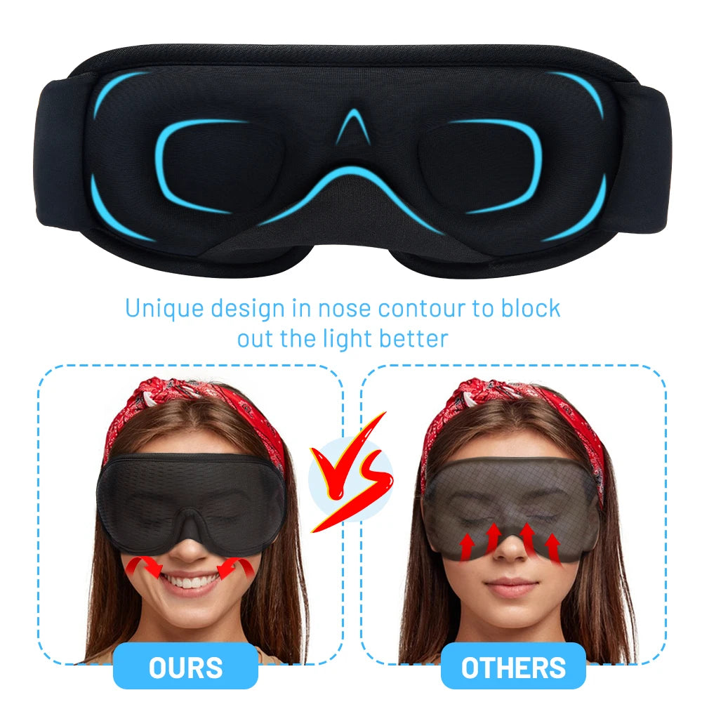 3D Contoured Sleeping Mask – Soft Breathable Eye Mask for Travel & Night Sleep