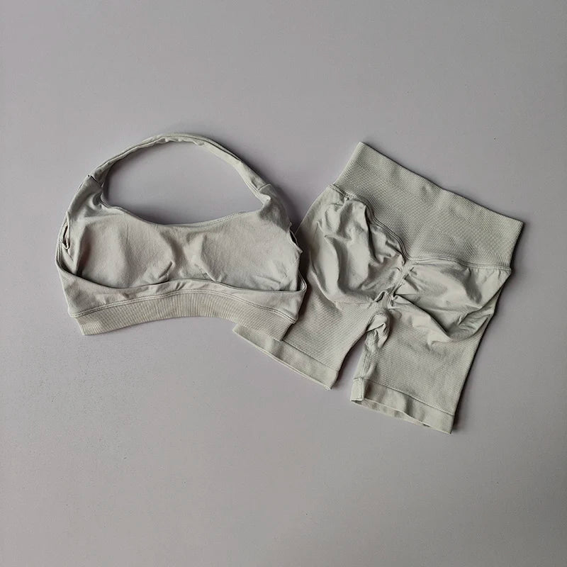 Women’s Halter Neck Yoga Bra & Shorts Set