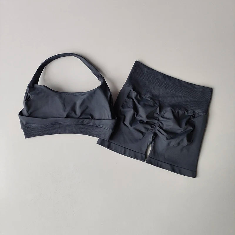 Women’s Halter Neck Yoga Bra & Shorts Set