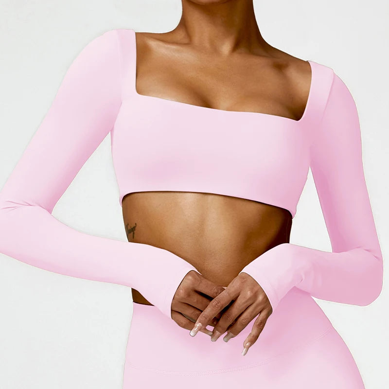 Women’s Quick-Dry Long Sleeve Sports Crop Top