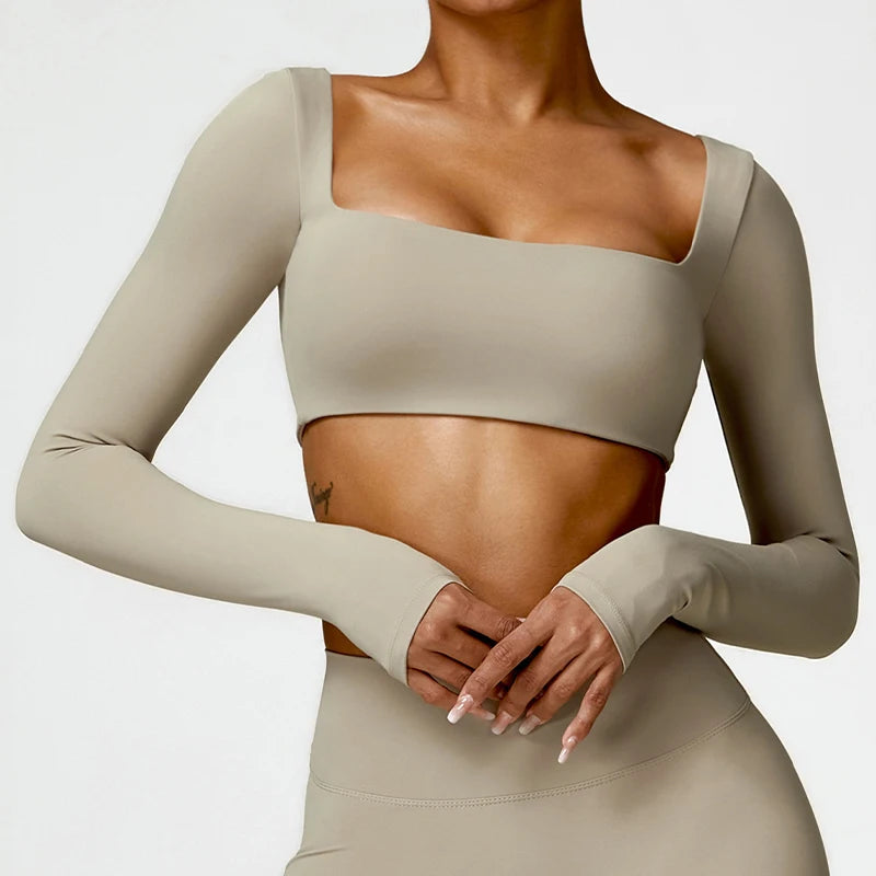 Women’s Quick-Dry Long Sleeve Sports Crop Top