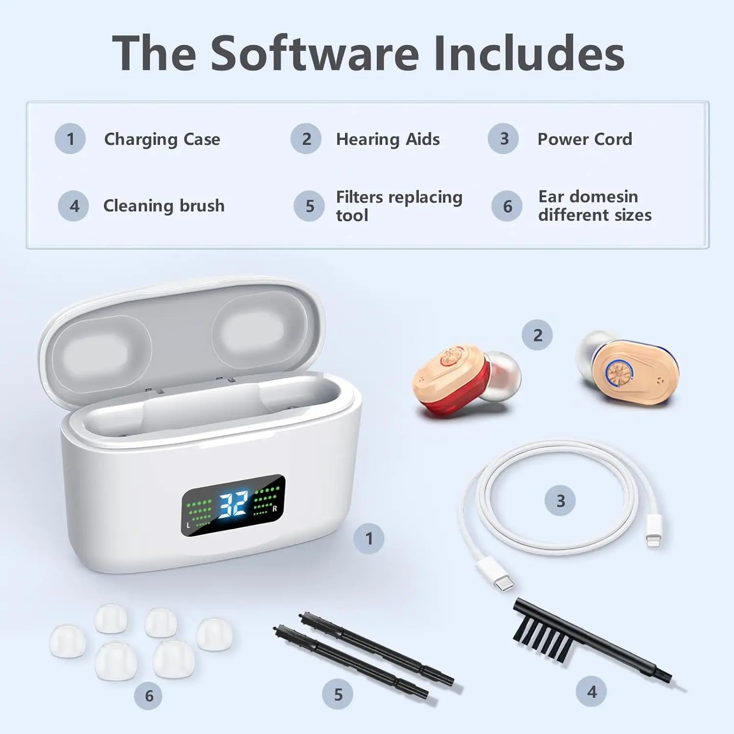Wireless Mini Hearing Aid with Charging Case