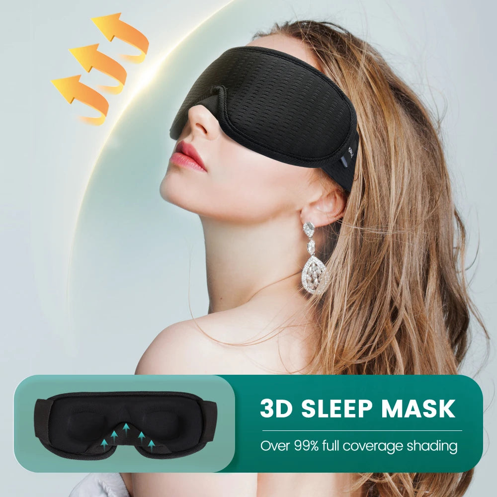 3D Contoured Sleeping Mask – Soft Breathable Eye Mask for Travel & Night Sleep