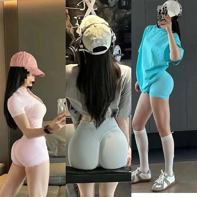 Women’s Seamless High-Waist Peach Hip Shorts