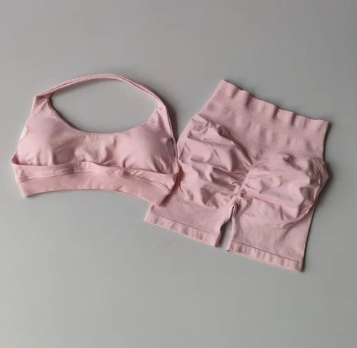 Women’s Halter Neck Yoga Bra & Shorts Set