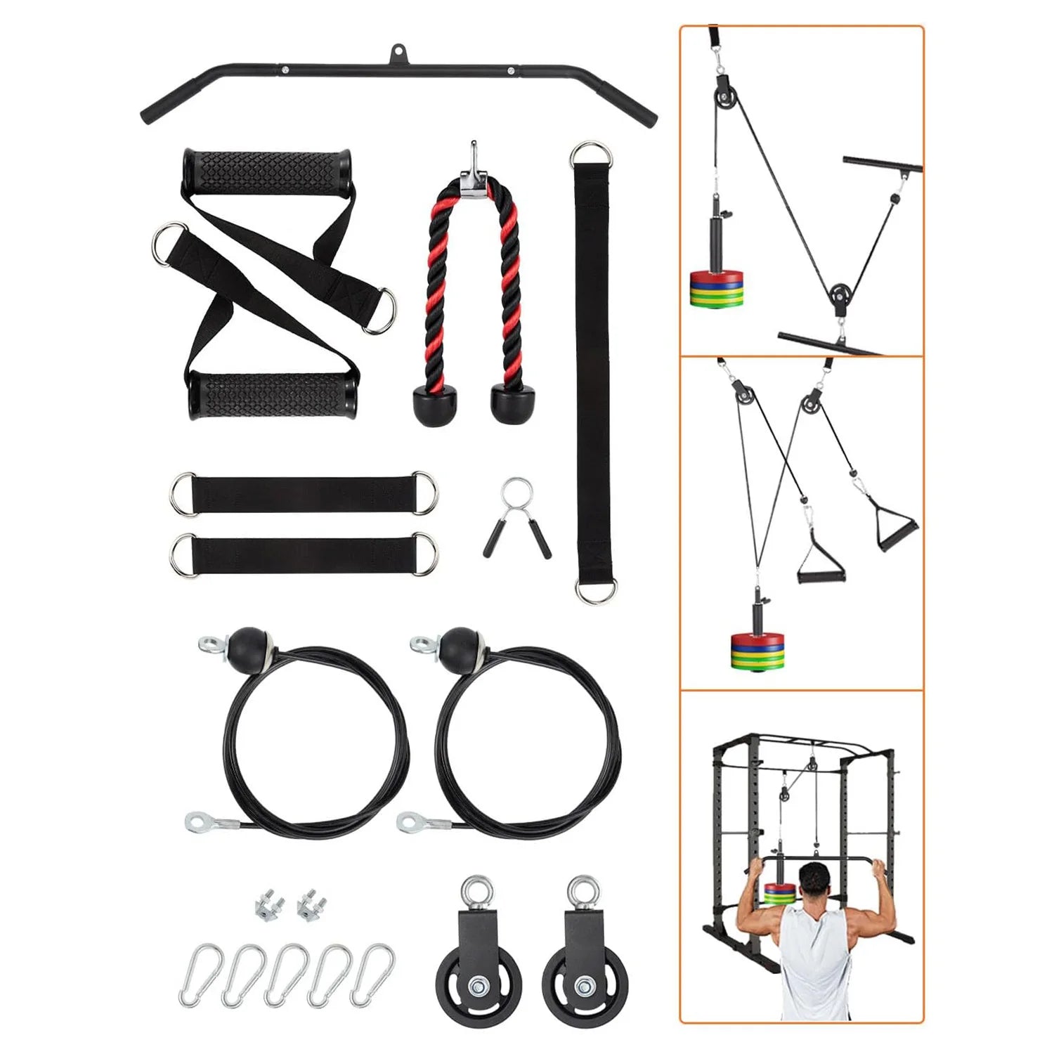 Home Gym Pulley Cable System Set