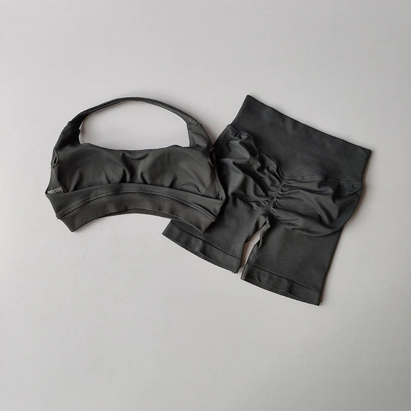 Women’s Halter Neck Yoga Bra & Shorts Set