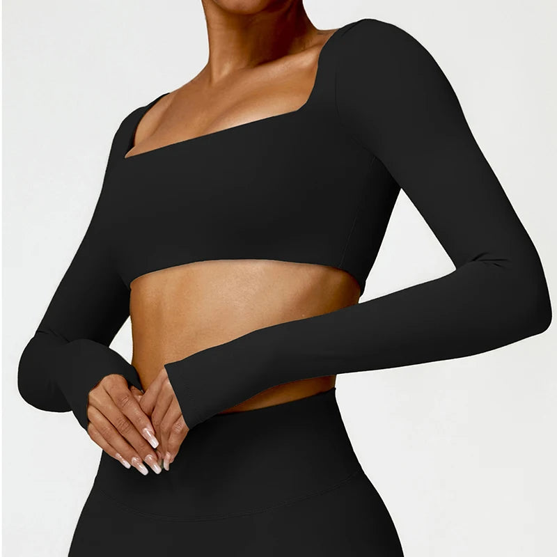 Women’s Quick-Dry Long Sleeve Sports Crop Top