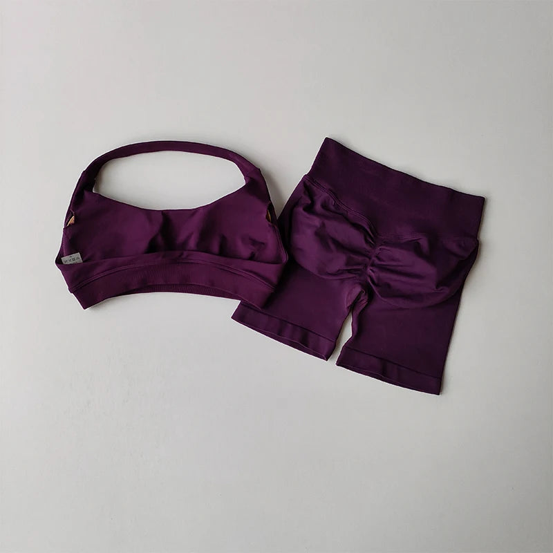 Women’s Halter Neck Yoga Bra & Shorts Set