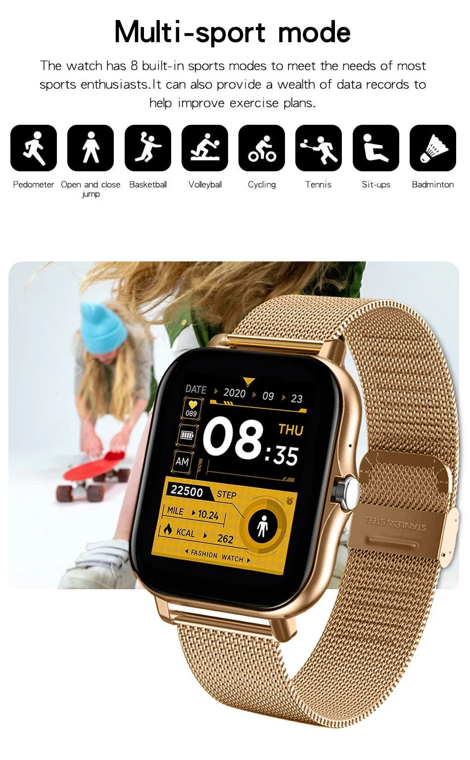 1.44” Bluetooth Smartwatch for Android & iOS