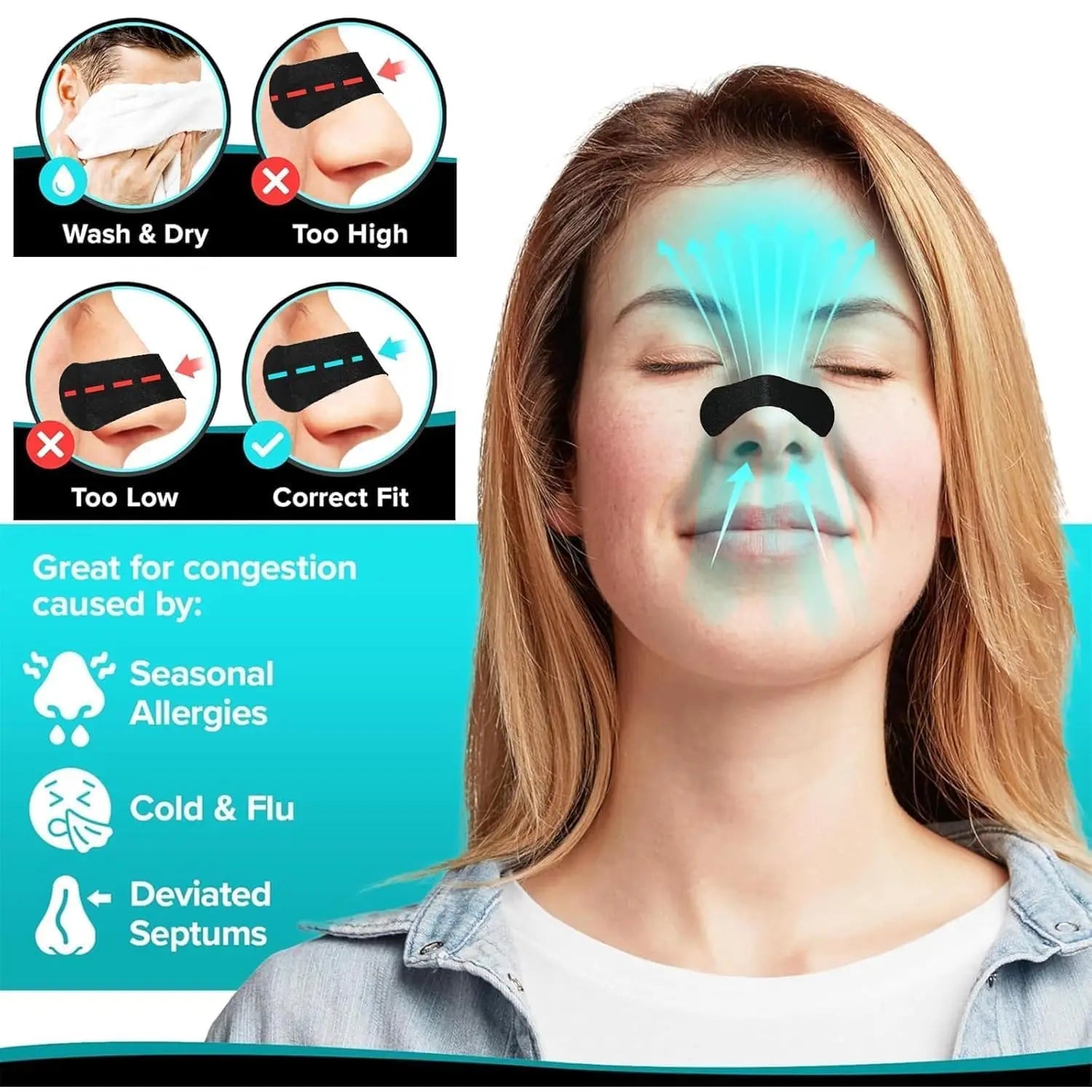 Anti Snoring Nose Strips – Breathable Nasal Patch for Better Sleep & Breathing Correction