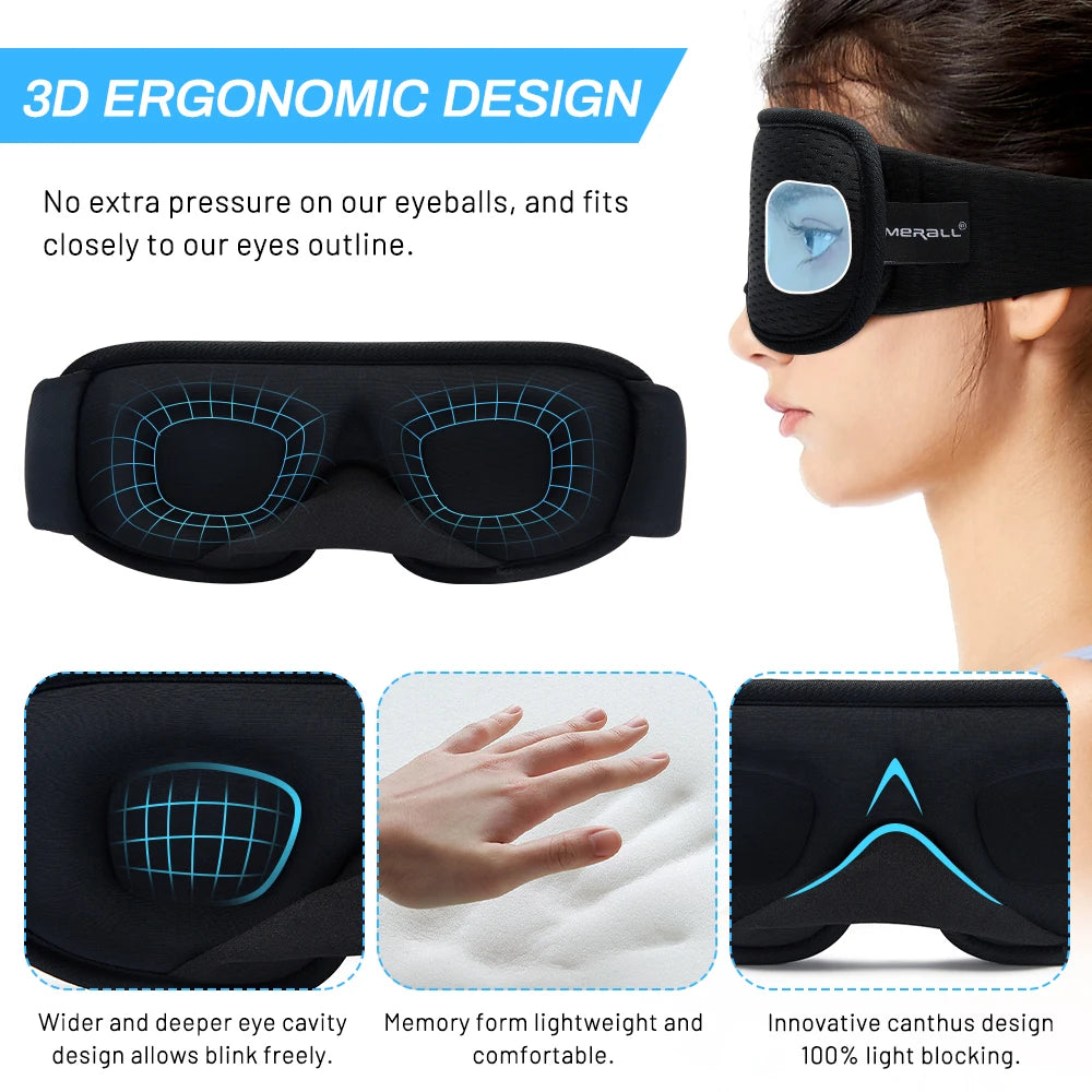 3D Contoured Sleeping Mask – Soft Breathable Eye Mask for Travel & Night Sleep