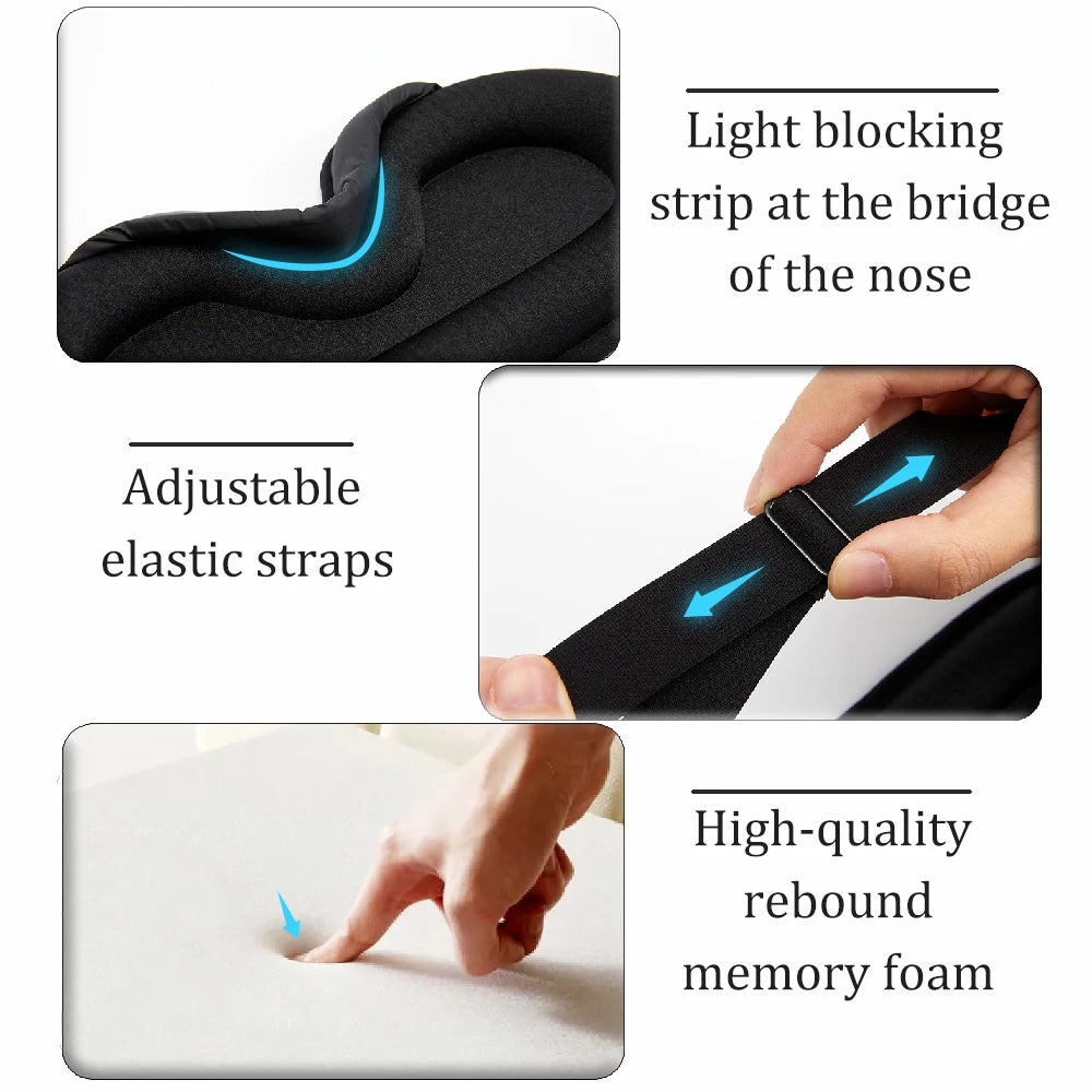 3D Contoured Sleeping Mask – Soft Breathable Eye Mask for Travel & Night Sleep