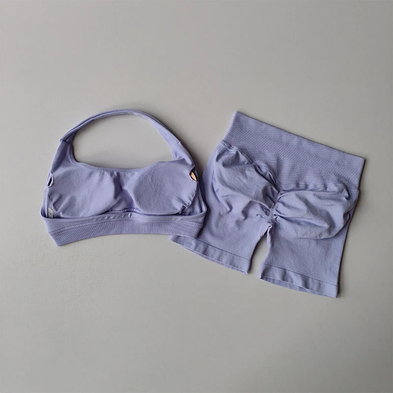 Women’s Halter Neck Yoga Bra & Shorts Set