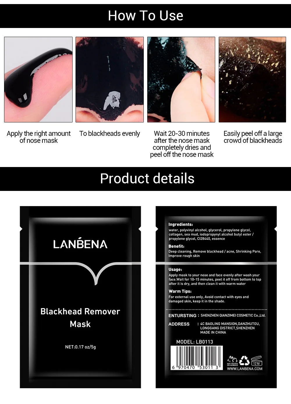 LANBENA Blackhead Remover Peel-Off Mask