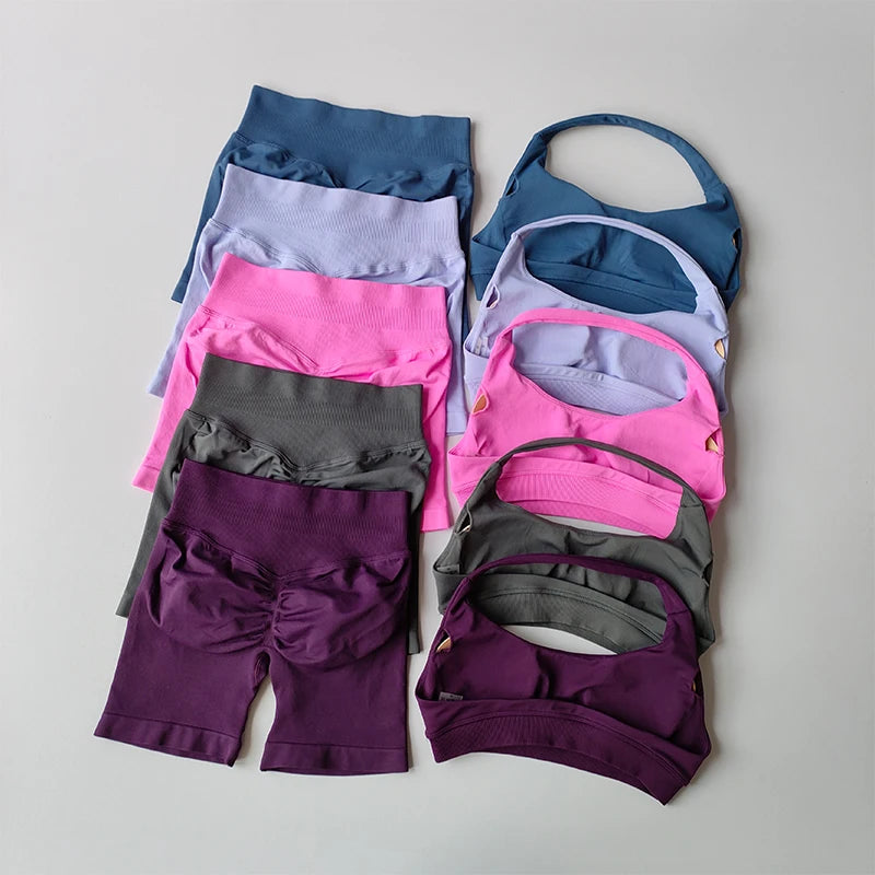 Women’s Halter Neck Yoga Bra & Shorts Set