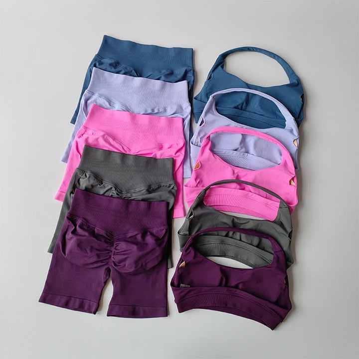 Women’s Halter Neck Yoga Bra & Shorts Set
